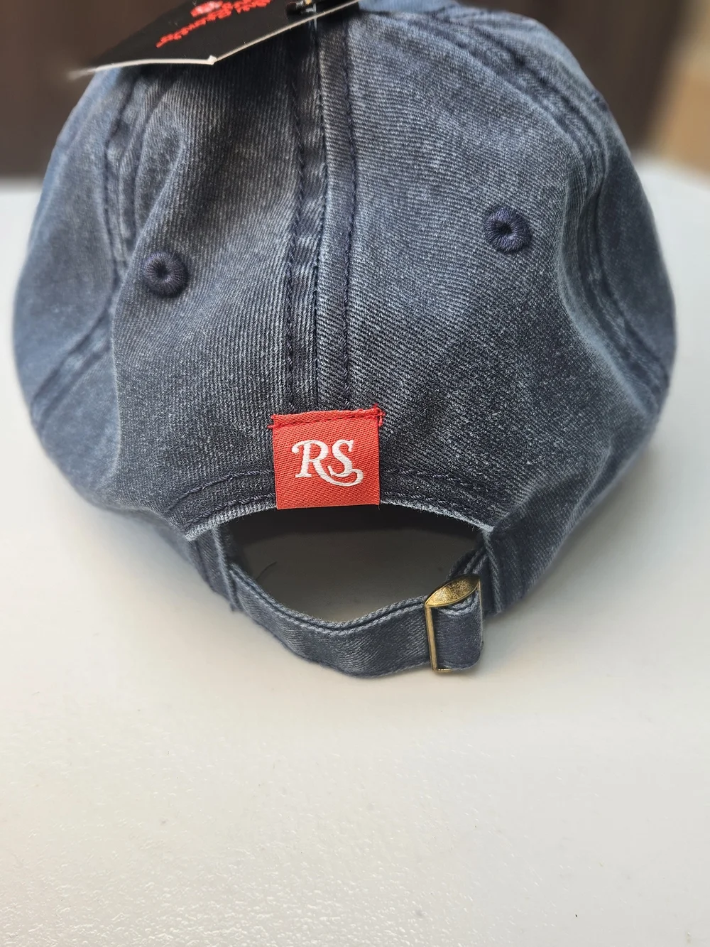 the Rolling Stones Navy Washed Logo Baseball Cap with Red Embroidery - Picture 3 of 3